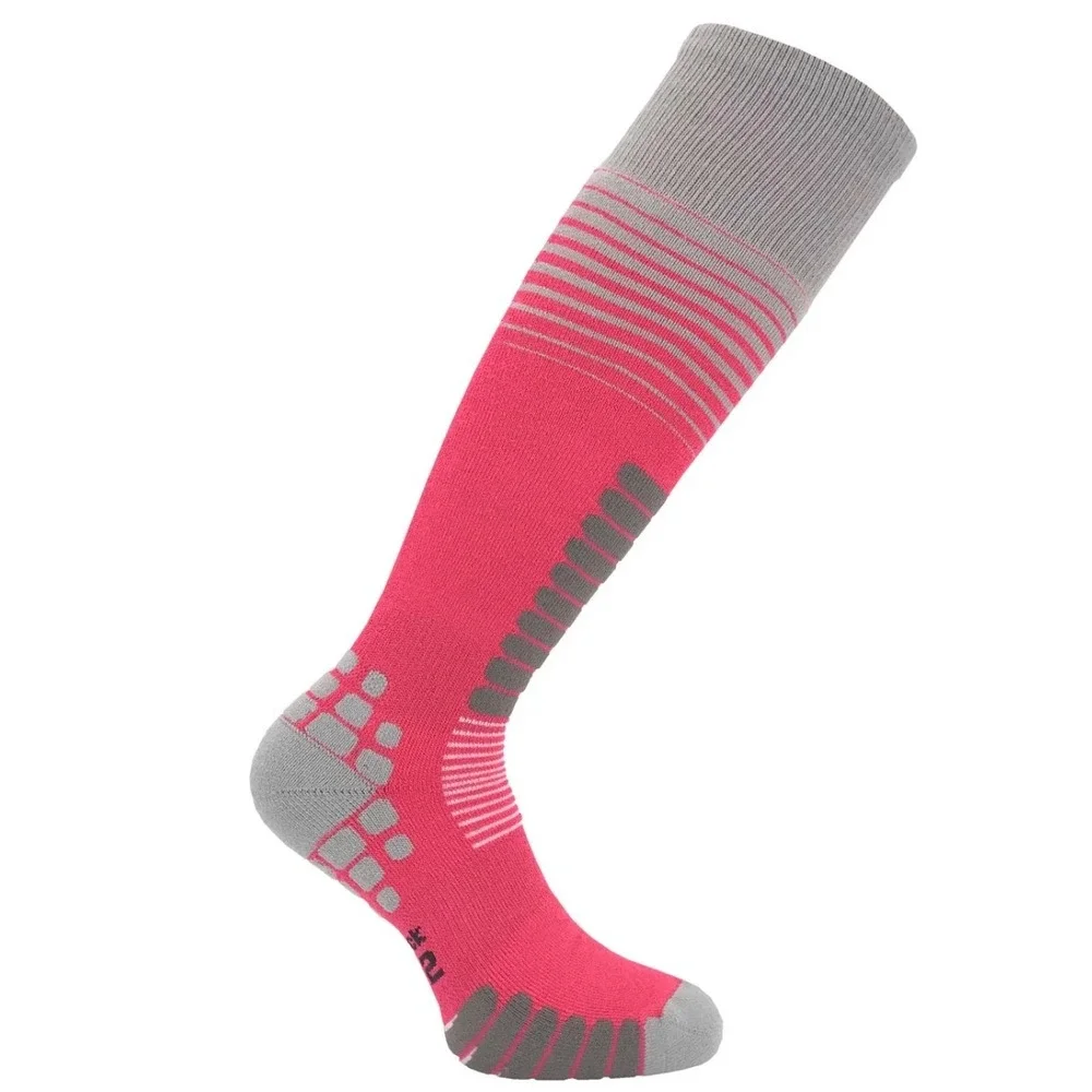Eurosock Ski Zone 1112 Medium Weight Ski Socks Pink Grey Made in Italy Womens M